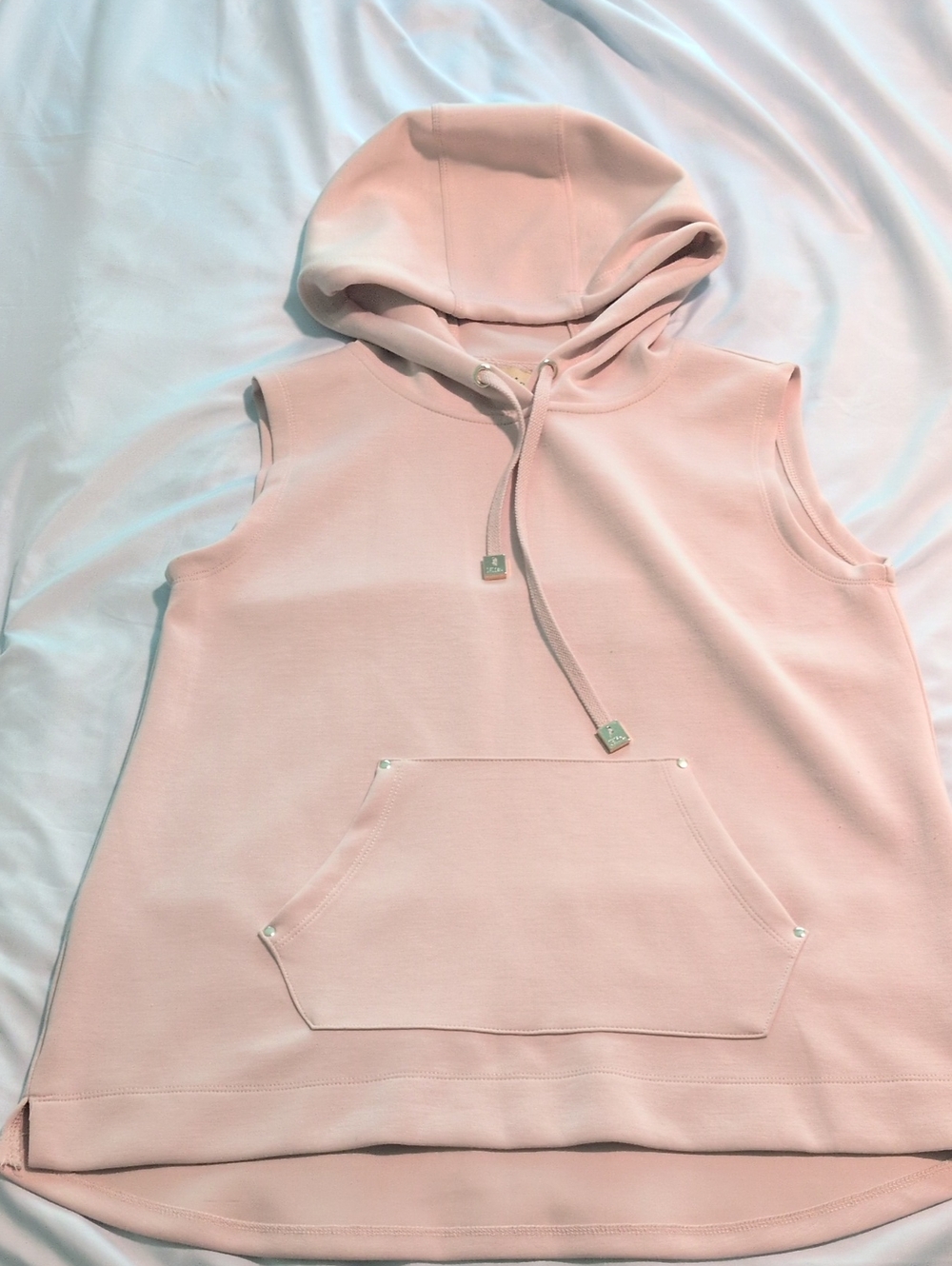 Elie Tahari Sleeveless Knit Hoodie Tee Light Pink Size Medium
